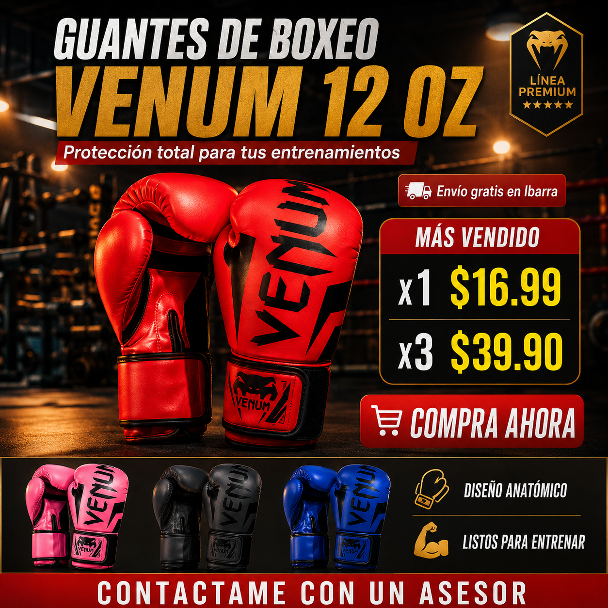 Guantes de boxeo Venum 12 oz oferta principal